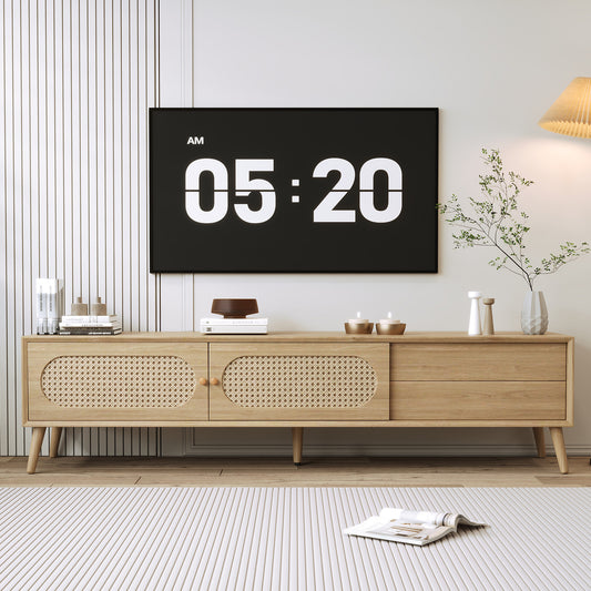 Bohari Console – Boho Farmhouse TV Stand with Solid Wood Legs (Up to 80")