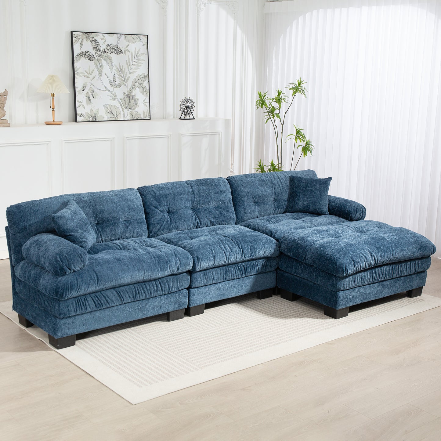 3-Seat Deep Lounge – Flexible Comfort Sofa with Relax Module (Blue)