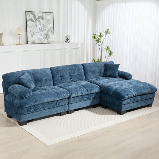3-Seat Deep Lounge – Flexible Comfort Sofa with Relax Module (Blue)