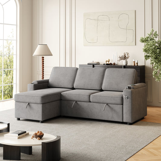 DreamPort™ DualMode Lounger – 85' Convertible Comfort Sofa with Storage & Power Access
