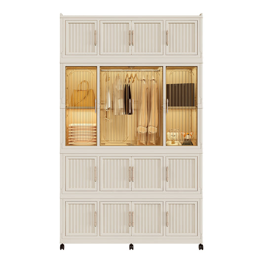 Closira Flex Wardrobe – Cream White Portable Magnetic-Door Closet Organizer