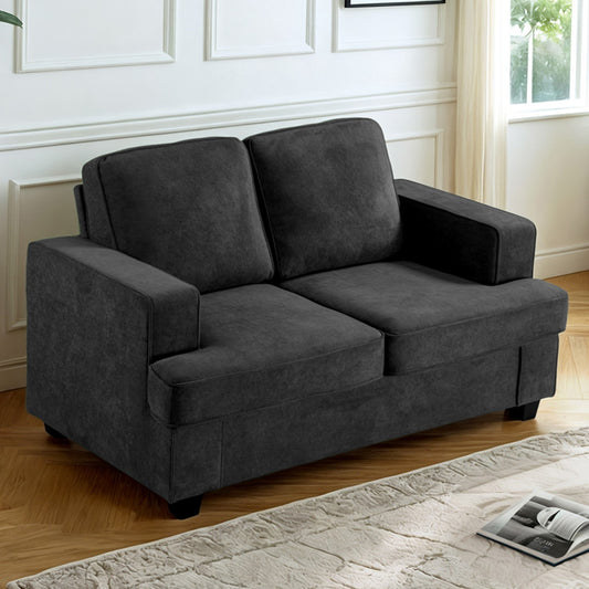 Monaco Velvet Noir Loveseat – Chic Modern 2-Seater with Wide Arms & Deep Comfort
