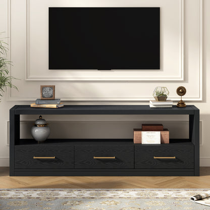 Mirodra Classic Console – 3 Drawer TV Stand with Wide Surface & Metal Pulls