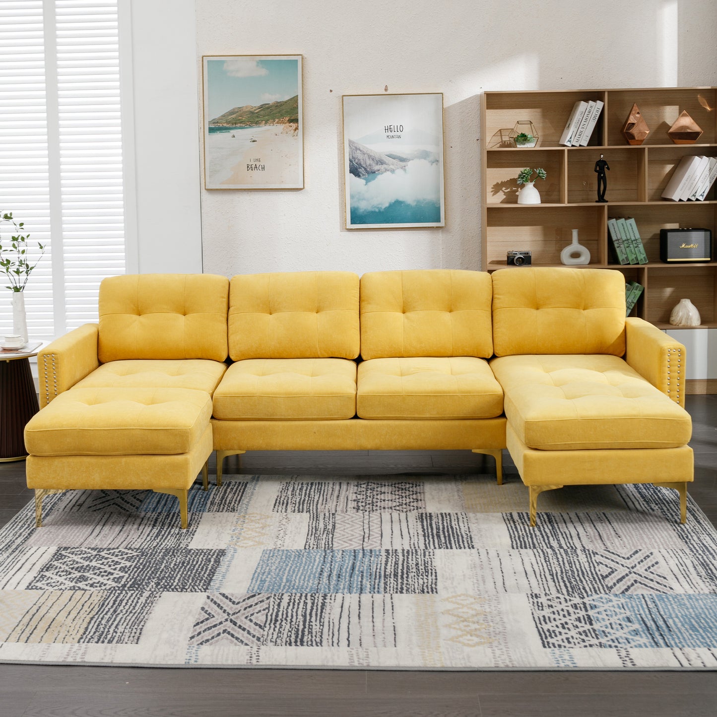 ShadowLoom™ 111' Flex Lounge – Convertible Yellow Comfort Sofa with Moveable Footrest