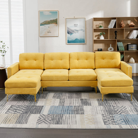ShadowLoom™ 111' Flex Lounge – Convertible Yellow Comfort Sofa with Moveable Footrest