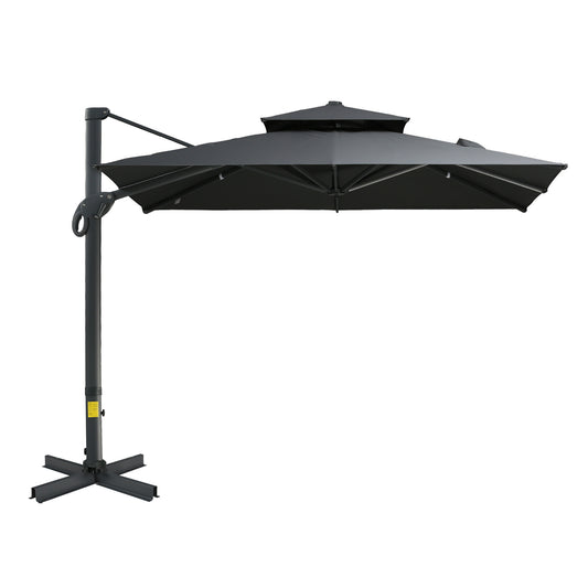 Solair 10' Offset Umbrella – Square Hanging Cantilever Shade with 360° Rotation & Tilt (Gray) - JUSTLIVE NESTJUSTLIVE NEST
