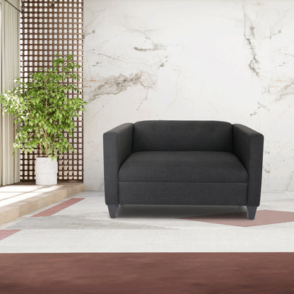 Bennet™ Black Loveseat – Modern Compact Sofa with Wood Frame for Small Living Rooms & Bedrooms