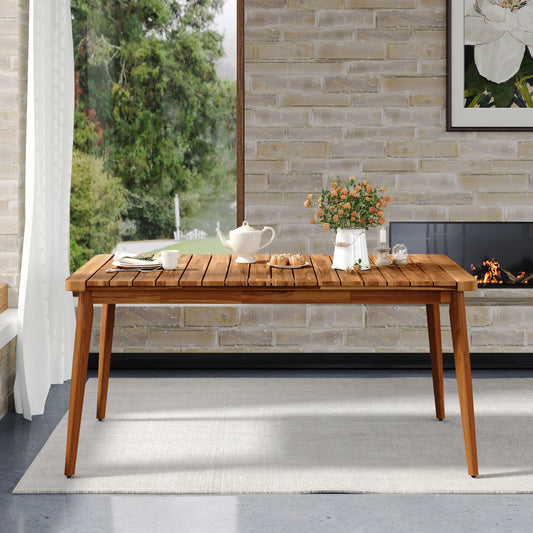 Farmora 63" Acacia Dining Table – 6-Person Outdoor Table in Teak Finish