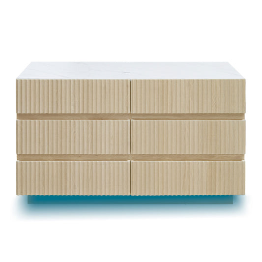 Fluvana LED Dresser – 6-Drawer Fluted Chest with Built-in Lighting, Modern Profile