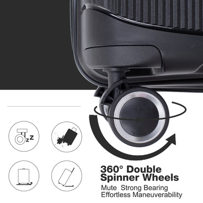 Jetera 3 - Piece PP Luggage Set – Black Polypropylene Hardshell with Double Spinner Wheels & TSA Lock (20/24/28") - JUSTLIVE NESTJUSTLIVE NEST
