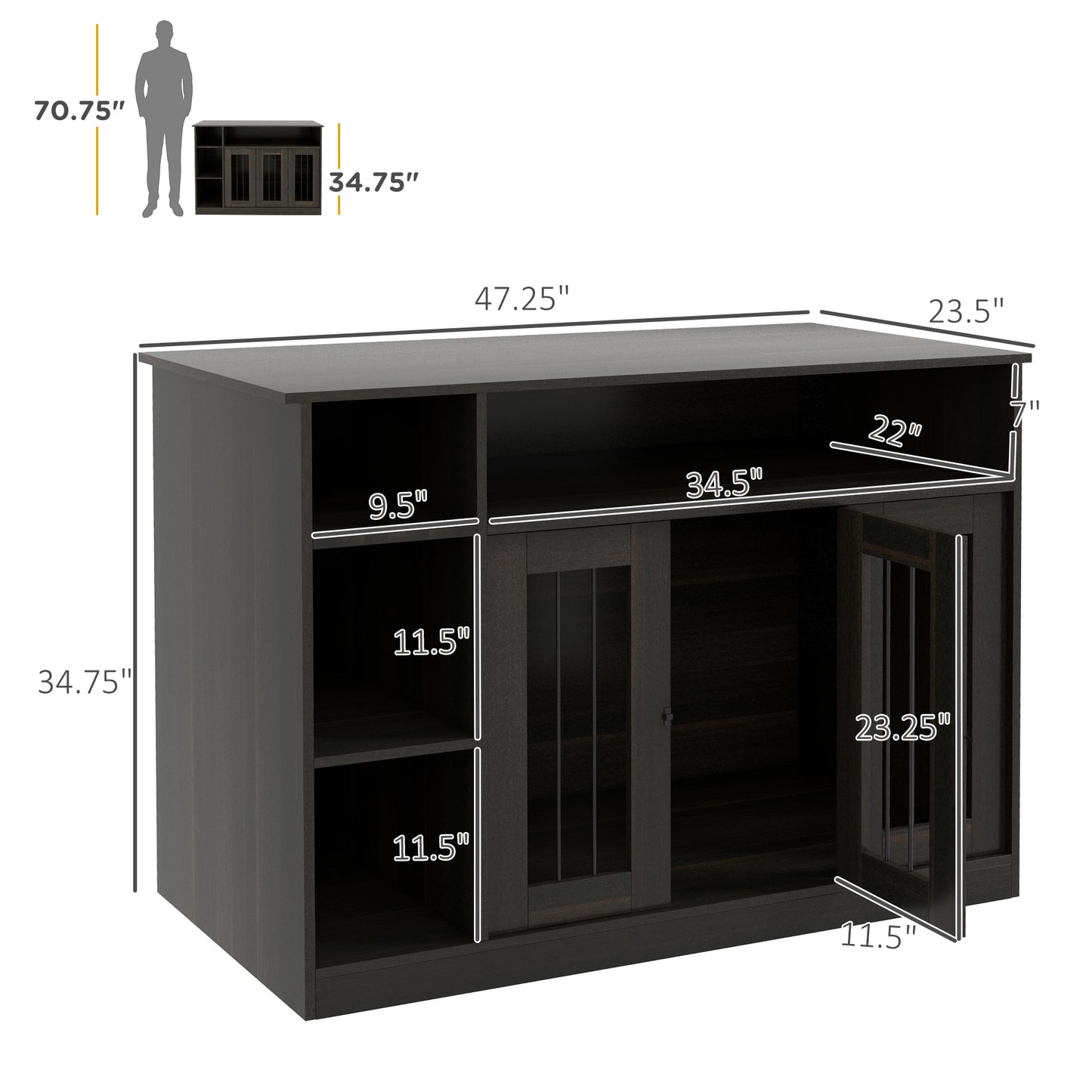 Hollo Dog Crate Table – Brown Dual - Use Pet Crate with Adjustable Shelf & Wide Top Surface (47") - JUSTLIVE NESTJUSTLIVE NEST