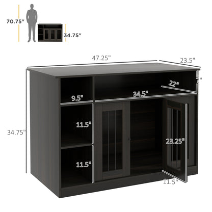 Hollo Dog Crate Table – Brown Dual - Use Pet Crate with Adjustable Shelf & Wide Top Surface (47") - JUSTLIVE NESTJUSTLIVE NEST