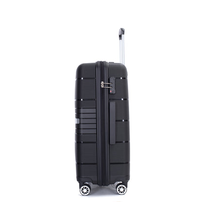 Jetera 3 - Piece Polypropylene Luggage Set – Black Hardshell with Double Spinner Wheels & TSA Lock - JUSTLIVE NESTJUSTLIVE NEST
