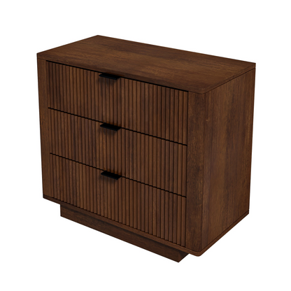 Lolana Trio Chest – Rustic Brown 3-Drawer Vintage Nightstand in Solid Wood