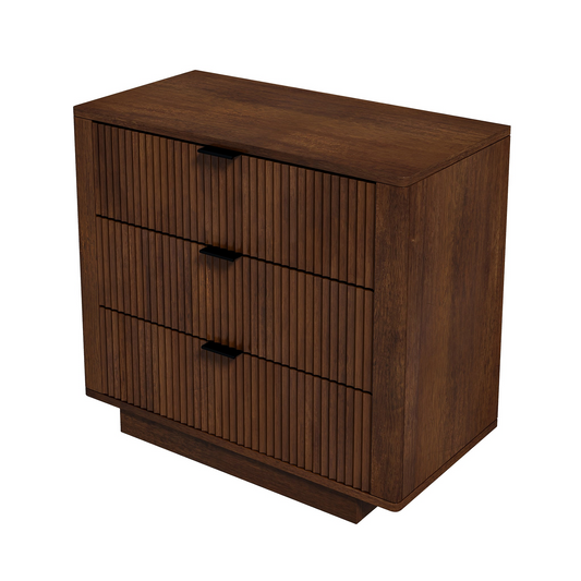 Lolana Trio Chest – Rustic Brown 3-Drawer Vintage Nightstand in Solid Wood