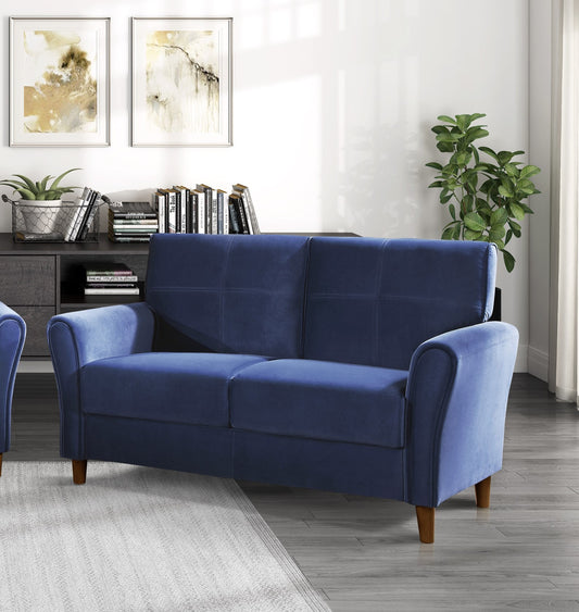 Velmira™ Blue Velvet Loveseat – Tufted Plush 2-Seater with Solid Wood Frame for Stylish Living Rooms
