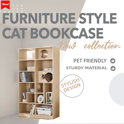Nuvio Cat Tree Bookcase – Furniture - Style Cat Tower with Shelves & Climbing Platforms - JUSTLIVE NESTJUSTLIVE NEST