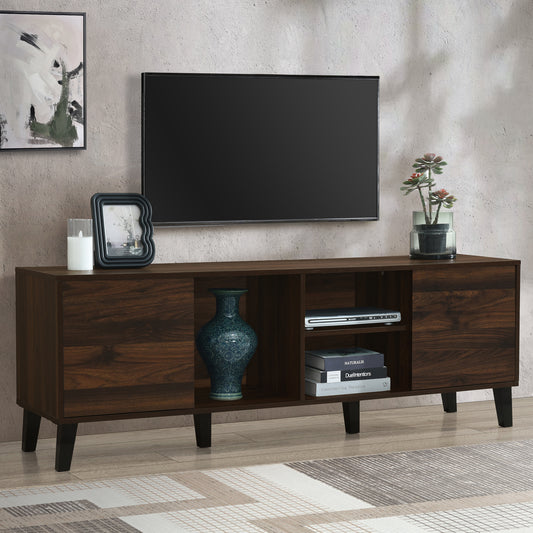 Midvyn TV Stand – Walnut Finish with 2 Cabinets (Up to 70")