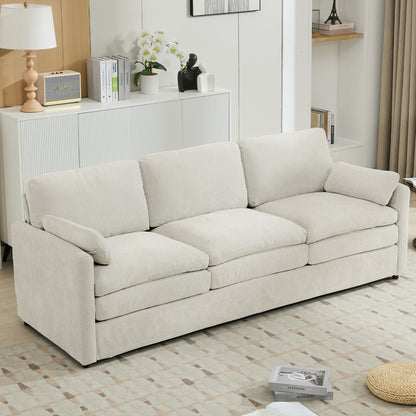 NestEdge ‘CloudNest” 3-Seater Sofa – Beige Upholstery | Double Plush Cushion Comfort