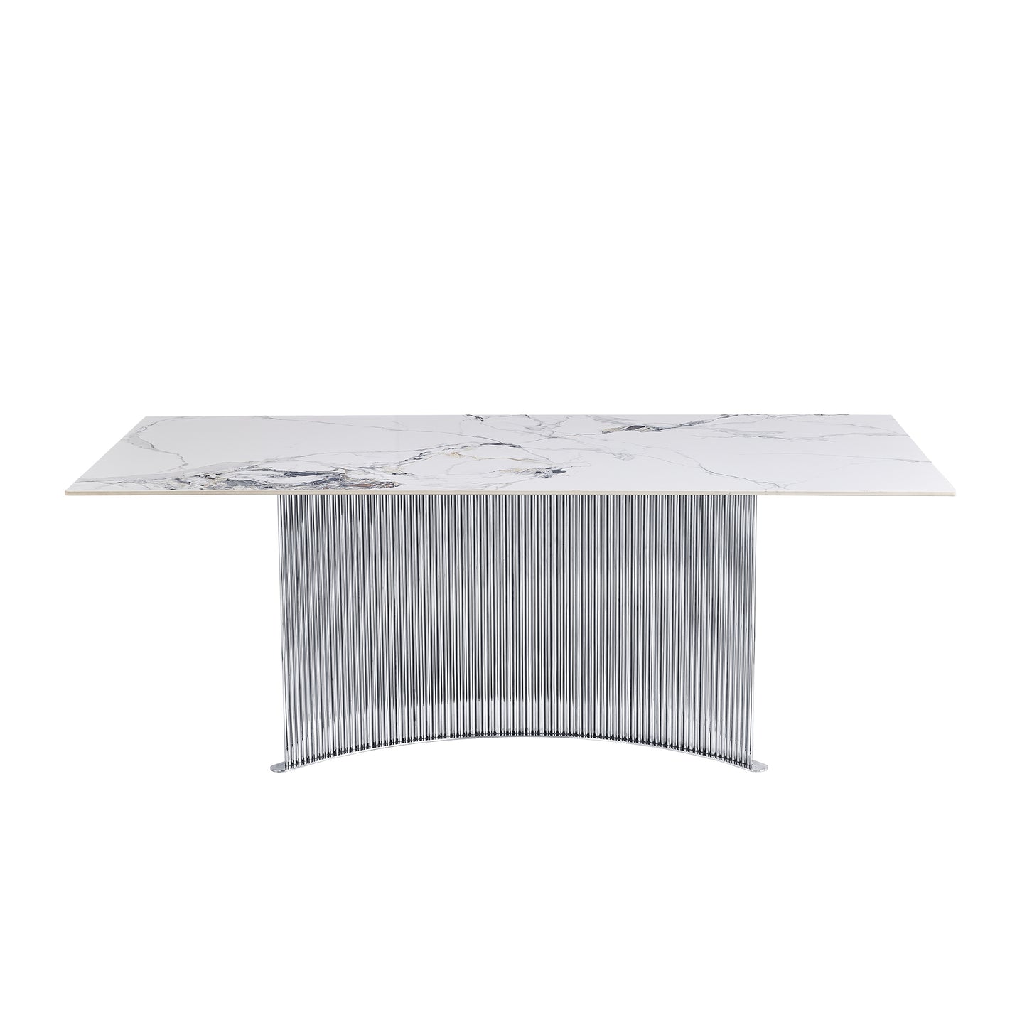 Valenne Dining Table – Silver Finish, Sleek and Modern Design