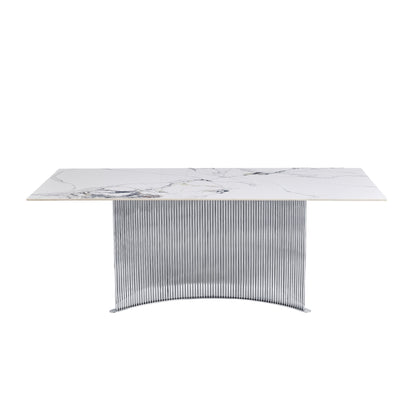 Valenne Dining Table – Silver Finish, Sleek and Modern Design