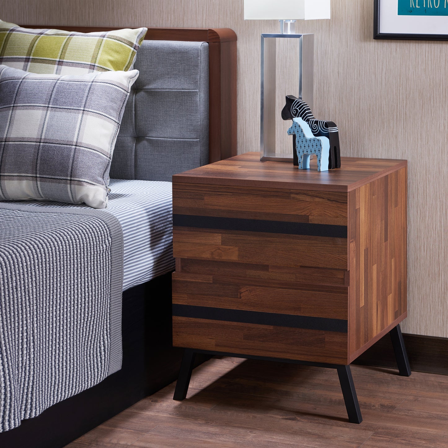 Karine Accent Table – Walnut & Black Mixed Finish Side Table