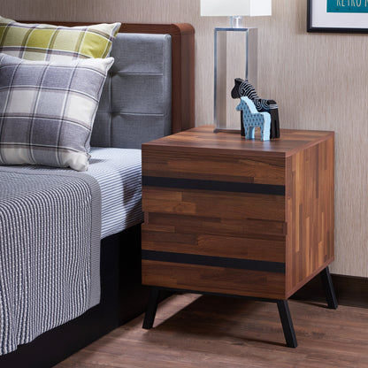 Karine Accent Table – Walnut & Black Mixed Finish Side Table