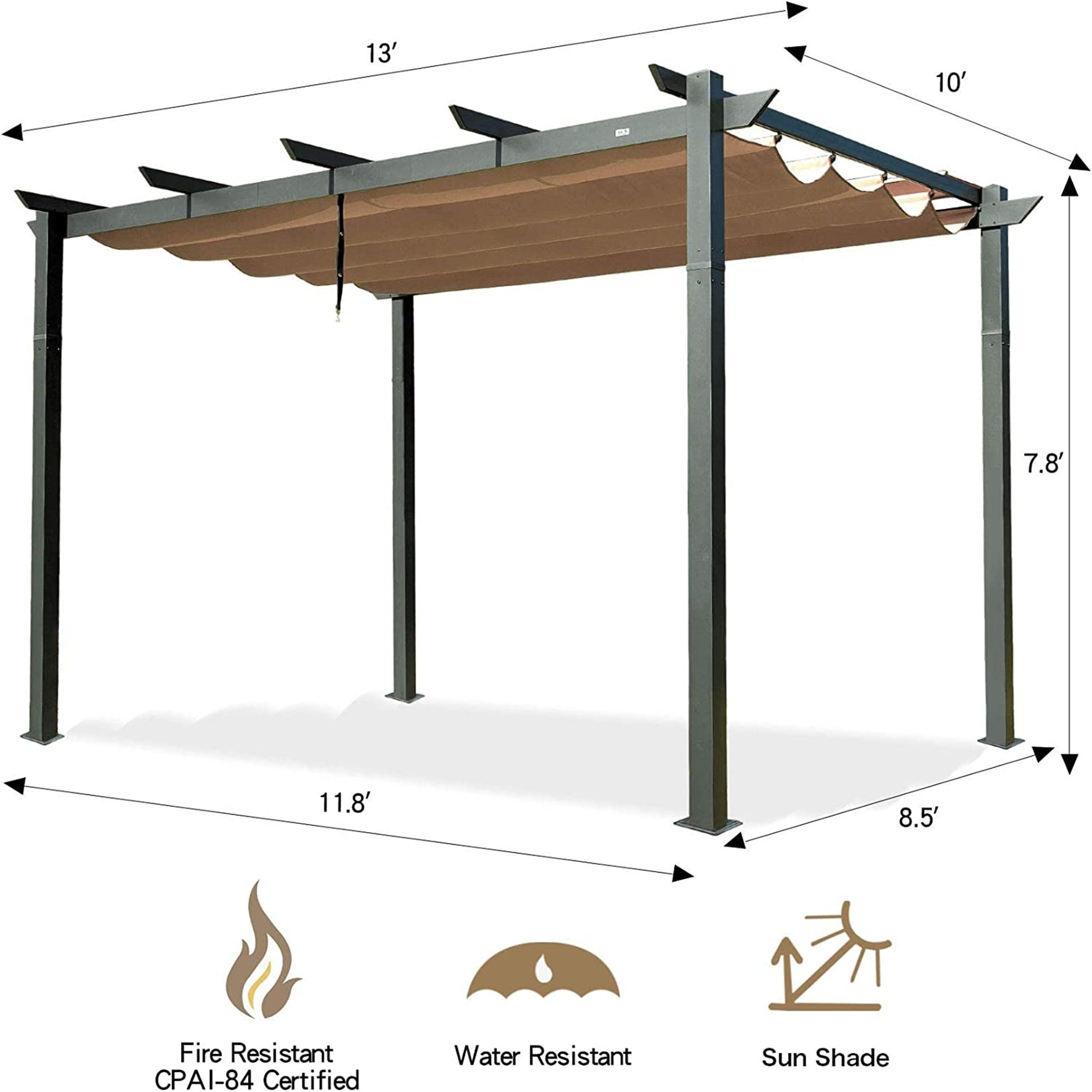 Valano Retractable Pergola – Beige Weather - Resistant Sun Shade for Deck, Garden, or Trellis Use - JUSTLIVE NESTJUSTLIVE NEST