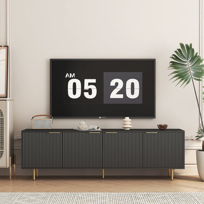 Flutra Console – 68" Black TV Stand with Fluted Doors (Fits 55"+ TVs)