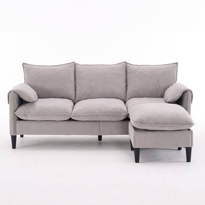 Elysian Modular Sofa – Beige 3-Seater with Footstools and Convenient Storage