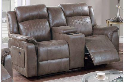 JUSTLIVE NEST® Corvado Power Loveseat – Deep Coffee AirSoft™ Leatherette with Center Console
