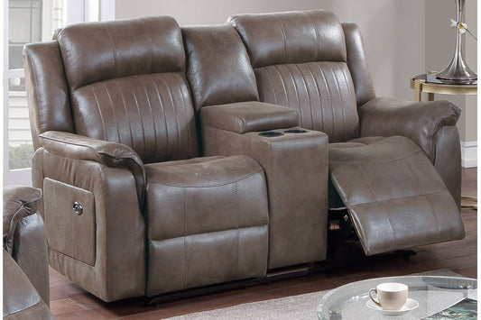 JUSTLIVE NEST® Corvado Power Loveseat – Deep Coffee AirSoft™ Leatherette with Center Console