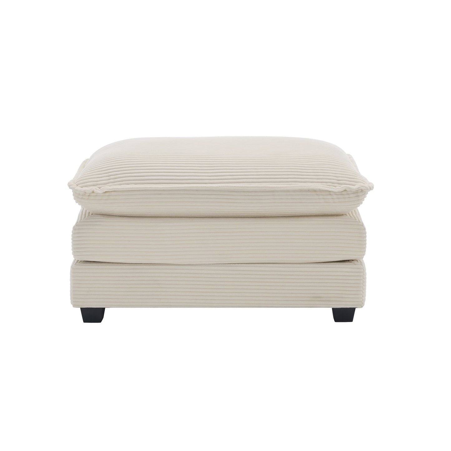 Lomra Footstool – Beige Corduroy Seat for Multi-Sofa Matching