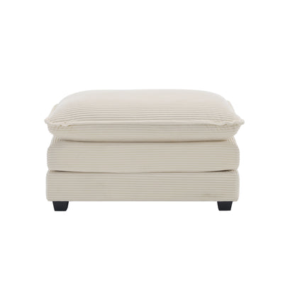 Lomra Footstool – Beige Corduroy Seat for Multi-Sofa Matching