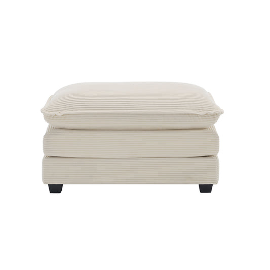 Lomra Footstool – Beige Corduroy Seat for Multi-Sofa Matching