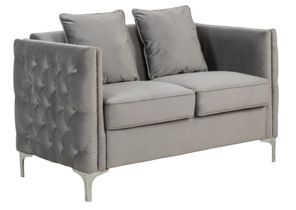 Velmorra™ 53' Smoke Velvet Loveseat – Plush 2-Seater Sofa with Coordinated Pillows