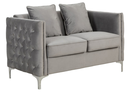 Velmorra™ 53' Smoke Velvet Loveseat – Plush 2-Seater Sofa with Coordinated Pillows