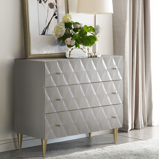 Anvera Console – Metallic Silver & Champagne Cabinet with 2 Doors