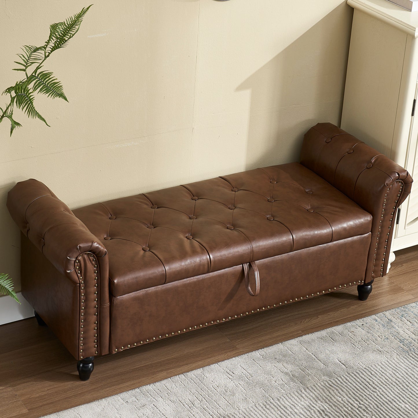 Brentora Bench – Softweave Upholstery, TuftNest Lid & DeepHold Storage (55')