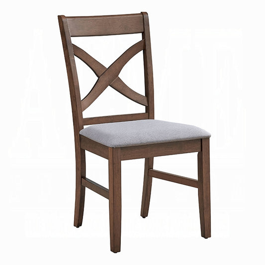 Crossa Dining Chairs – Set of 2 Brown Wood Chairs with Cross Backs and Cushioned Seats