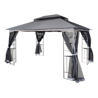 Aurelia 13x10' Soft-Top Gazebo – Double Roof Garden Pavilion with Mosquito Netting (Gray Canopy)