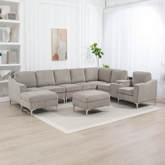 Convertible Lounge – Plush Storage Sofa with Smart Features (Gray)