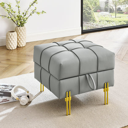 Vetra Bench – Gray Anti-Scratch Leather with Goldsteel Legs