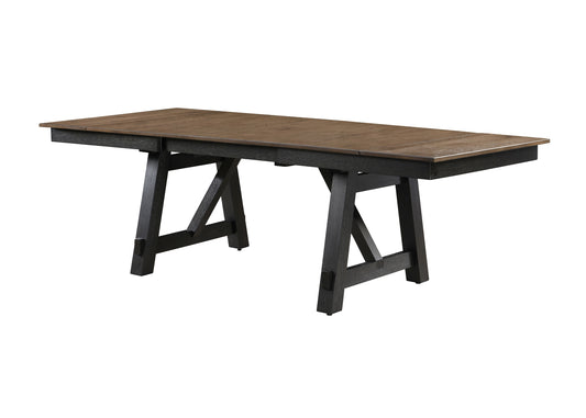 Cottage Extendable Dining Table – Wheat Charcoal Two-Tone with Dual Leaf Design
