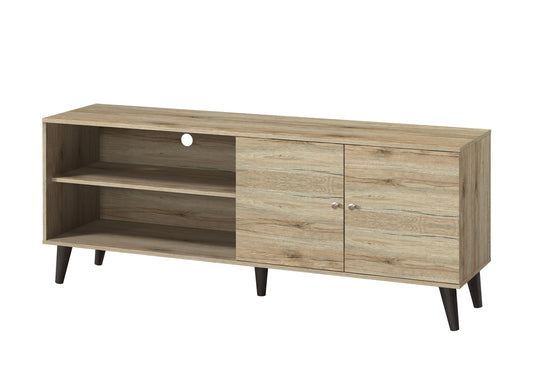 Amivon TV Stand – Oak Finish with 2 Shelves & 1 Door (Up to 63")