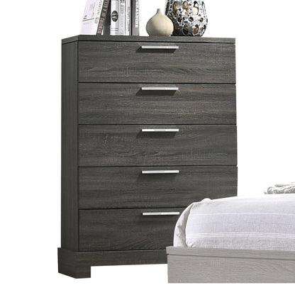 Lantha 5-Drawer Chest – Gray Oak Finish Vertical Storage Dresser