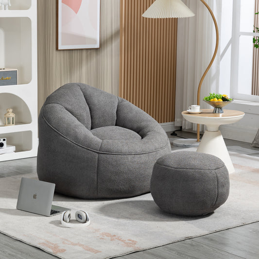 Beddra Lounge Set – Padded Foam Bean Sofa Chair with Footrest
